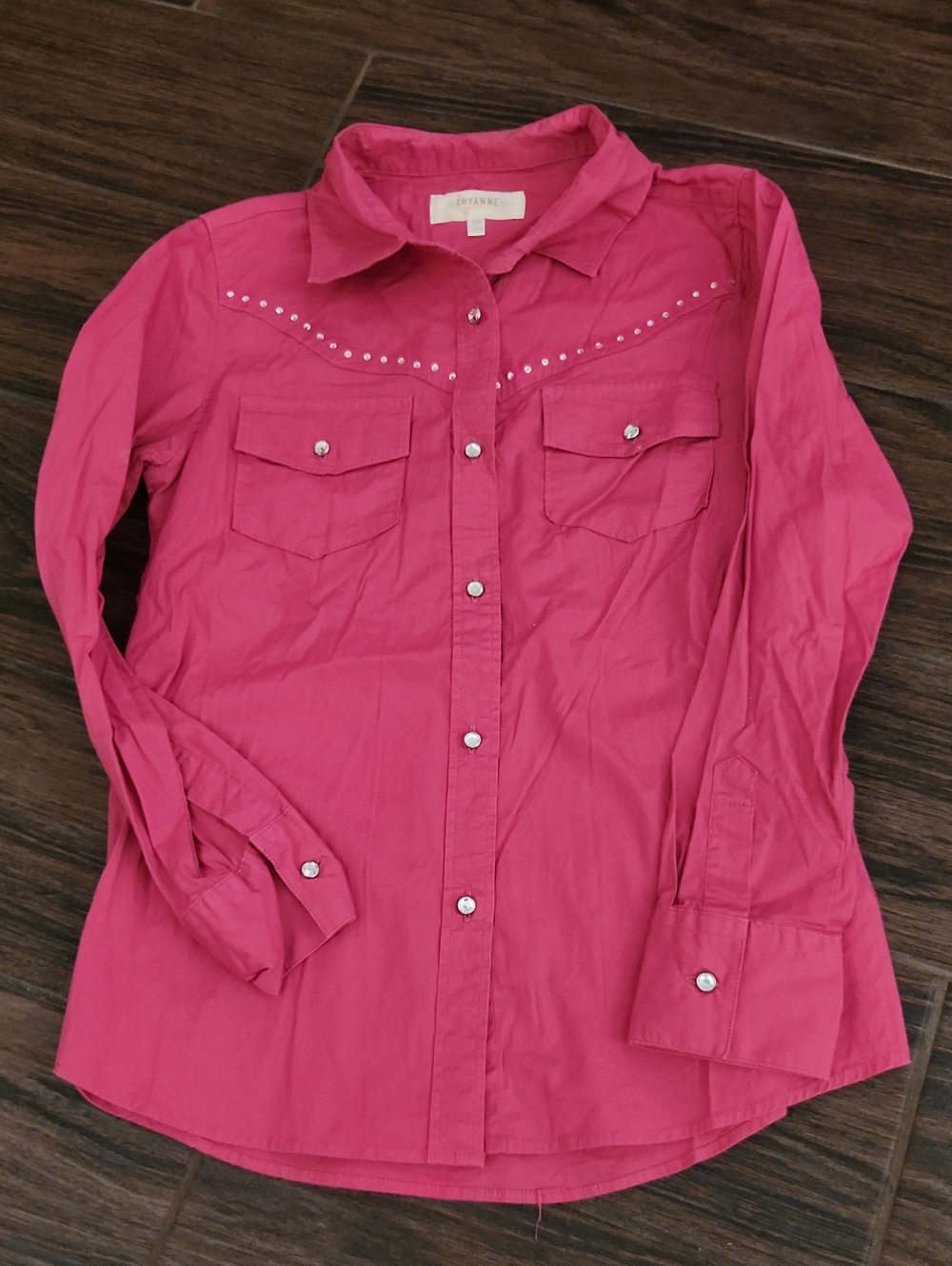Shyanne Girls' Hot Pink Stud-Trim Button-Front Shirt